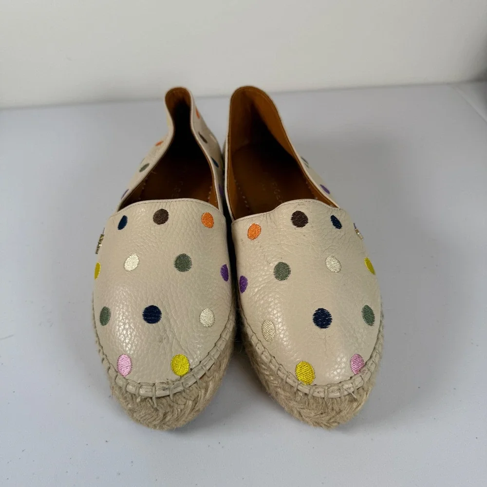 Kurt Geiger London Morella Polka Dot Leather Espadrille Flats Size 8.5 Slip On